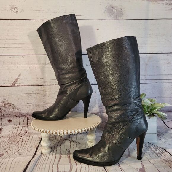 True Religion Shoes - True Religion Women's Charcoal Gray Below The Knee Design & Stiletto Heel Boots